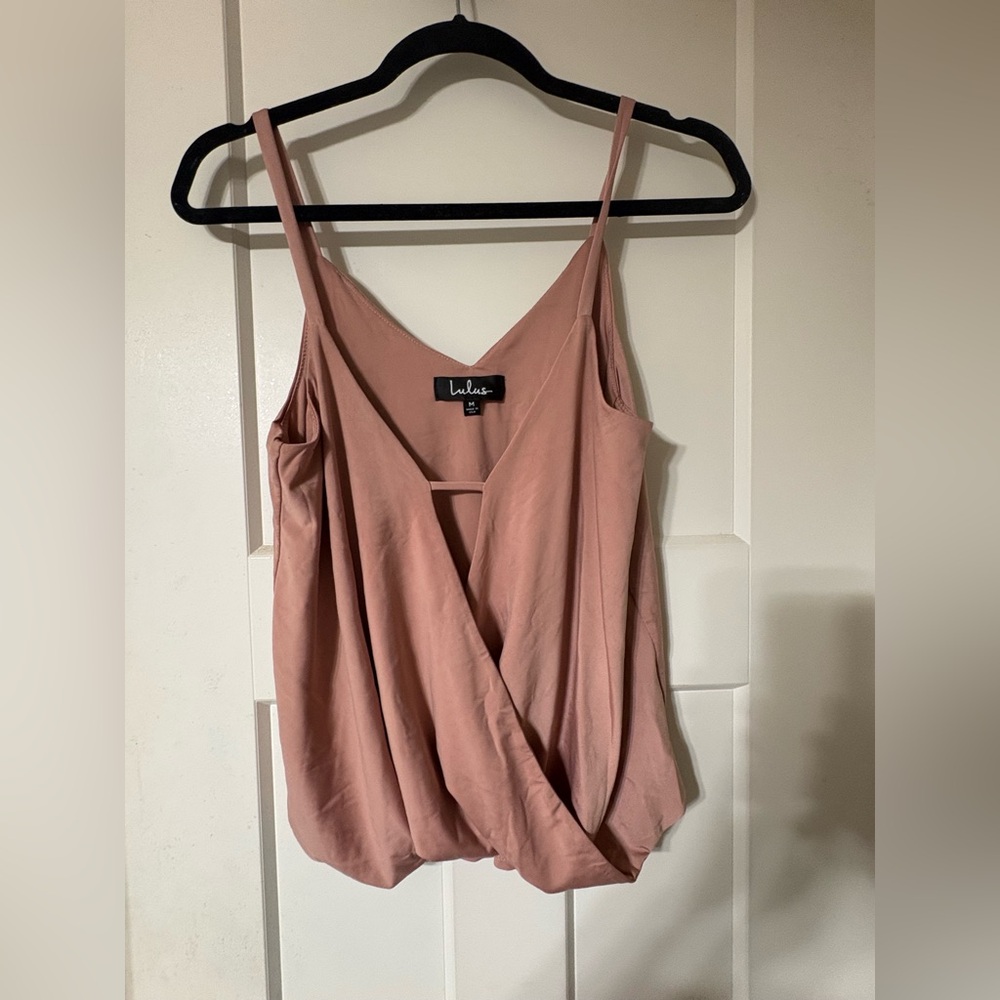 Lulu's Dusty Rose Draped Surplice Tank Top